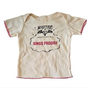 Novelty Tee Cream with Red and Black Print Bingo Lovers